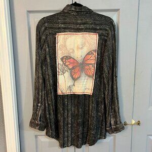 The Nu Vintage Button Up Shirt/ Butterfly on Back
